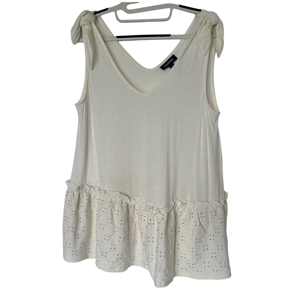 ModCloth Eyelet Peplum‎ Direction Knit Tank Top Size L